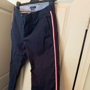 Tommy Hilfiger pants with stripe on side.